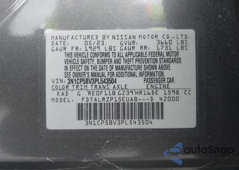 2023 Nissan Kicks S Xtronic Cvt z USA, uszkodzony, nr VIN 3N1CP5BV3PL543504